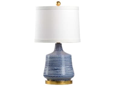 Chelsea House Blue White Glaze Antique Gold Leaf Buffet Lamp CH69388