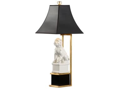 Chelsea House Antique Gold Leaf Black Cream Glaze White Buffet Lamp CH69552