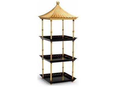 Chelsea House Pagoda Black and Gold Shelf Stand Rack CH382553