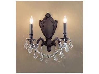 Classic Lighting Chateau Imperial 15&quot; Tall 2-Light Bronze Crystal Wall Sconce C857382AGBCP