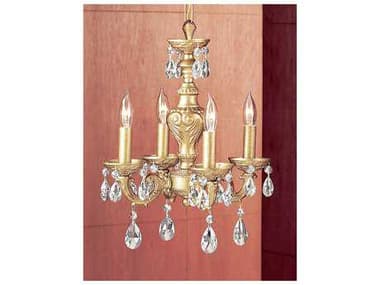 Classic Lighting Gabrielle 12&quot; Wide 4-Light Olde Gold Crystal Candelabra Chandelier C88334OGC