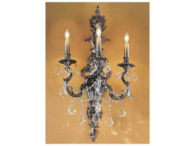 Classic Lighting Majestic 29" Tall 3-Light Pewter Crystal Wall Sconce C857353AGPCP