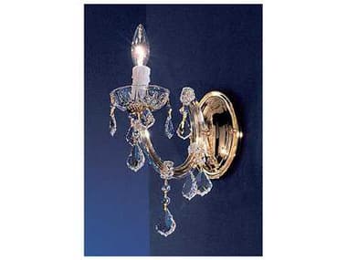 Classic Lighting Rialto Traditional 9&quot; Tall 1-Light Gold Plated Crystal Wall Sconce C88341GPCP