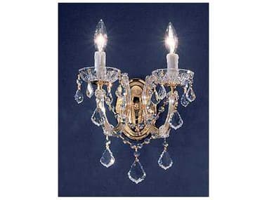 Classic Lighting Rialto Traditional 10&quot; Tall 2-Light Gold Plated Crystal Wall Sconce C88342GPCP