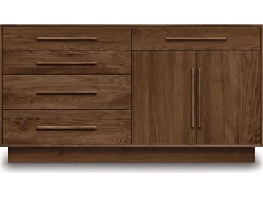 Copeland Moduluxe 66" Wide 5-Drawers Brown Solid Wood Double Dresser with 2 - Doors on Right CF4MOD72
