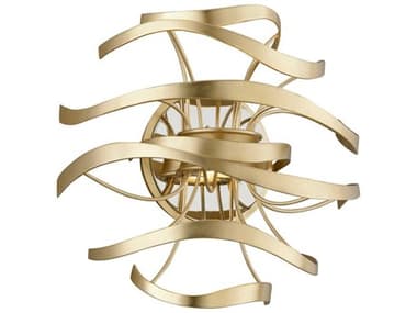 Corbett Lighting Calligraphy 12&quot; Tall 2-Light Gold Leaf Polished Stainless Steel LED Wall Sconce CT21612