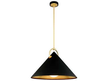 Corbett Lighting Charm 38" 1-Light Black Gold Leaf Glass Pendant CT28943
