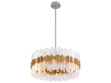 Corbett Lighting Ciro 10-Light Silver Leaf Steel Glass Drum Pendant CT256410