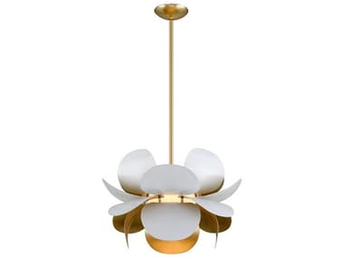 Corbett Lighting Ginger 1-Light White Gold Leaf Glass Pendant CT31442