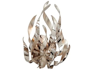 Corbett Lighting Graffiti 15" Tall 1-Light Silver Leaf Polished Stainless Steel Crystal Wall Sconce CT15411