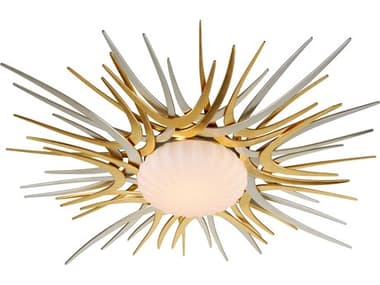 Corbett Lighting Helios 1-Light Silver And Gold Leaf Glass LED Flush Mount CT22433