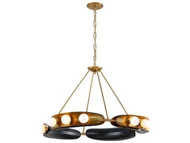 Corbett Lighting Hopper 12-Light Vintage Brass Bronze Glass Round Pendant CT271012