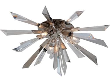 Corbett Lighting Inertia 3-Light Silver Leaf Crystal Geometric Flush Mount CT14033