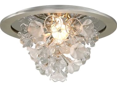 Corbett Lighting Jasmine 3-Light Silver Leaf Glass LED Flush Mount CT26931