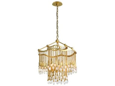 Corbett Lighting Kiara 6-Light Gold Leaf Clear Glass Geometric Chandelier CT28606