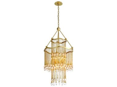 Corbett Lighting Kiara 8-Light Gold Leaf Glass Geometric Chandelier CT28608