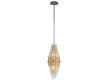 Corbett Lighting Theory 8&quot; 2-Light Gold Leaf Polished Stainless Steel Glass LED Linear Mini Pendant CT23841