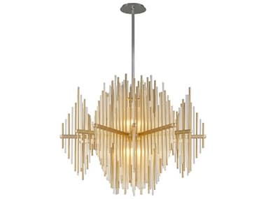 Corbett Lighting Theory 40&quot; 2-Light Gold Leaf Polished Stainless Steel Glass LED Linear Pendant CT23843