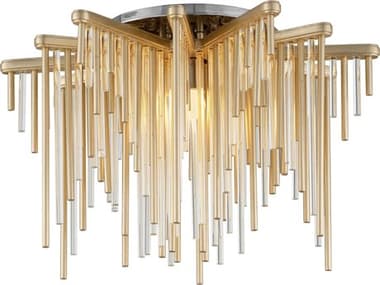 Corbett Lighting Theory 20&quot; 1-Light Gold Leaf Polished Stainless Steel Glass LED Linear Semi Flush Mount CT23831