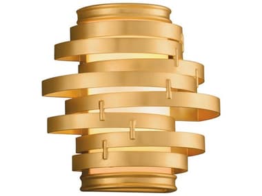 Corbett Lighting Vertigo 10&quot; Tall 1-Light Gold Leaf Polished Stainless Steel LED Wall Sconce CT22511