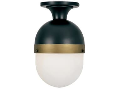 Crystorama Capsule Matte Black + Textured Gold Glass Outdoor Ceiling Light CRYCAP8500MKTG