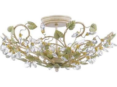 Crystorama Josie 20&quot; 5-Light Champagne Green Tea Off White Crystal Semi Flush Mount CRY4840CT