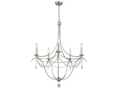 Crystorama Metro Antique Silver Five-Light 28'' Wide Chandelier CRY425SA