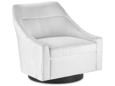 Currey & Company Pryce Swivel 32" White Fabric Accent Chair CY70000371