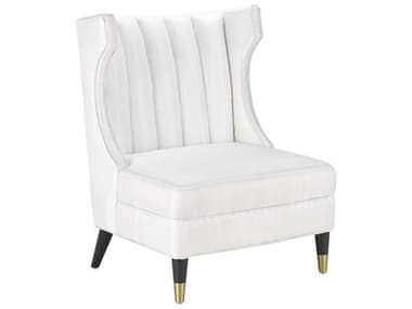 Currey & Company Jacqui 30" White Fabric Accent Chair CY70000381