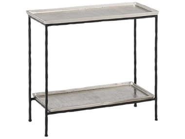 Currey & Company Boyles Antique Silver / Black 24'' Wide Rectangular End Table CY40000061