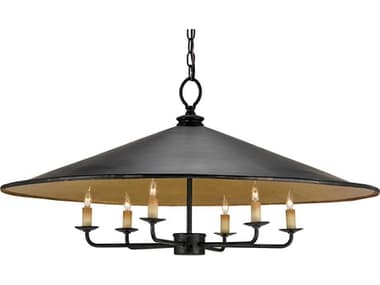 Currey & Company Brussels French Black Six Light 36'' Wide Chandelier CY9873