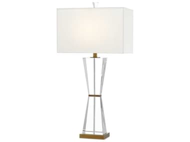 Currey & Company Laelia Crystal Clear Antique Brass Off White Shantung Buffet Lamp CY60000210