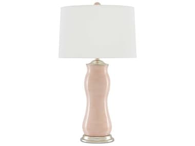 Currey & Company Ondine Blush Silver Leaf Off White Shantung Pink Buffet Lamp CY60000236