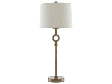 Currey & Company Germaine Antique Brass Natural Flax Buffet Lamp CY60000530