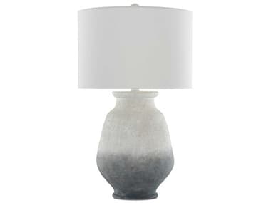 Currey & Company Cazalet Ash Ivory Blue Acrylic White Off Linen Buffet Lamp CY60000538