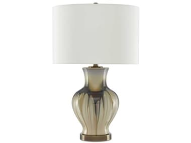 Luxecor Muscadine Cream Brown Antique Brass Off White Shantung Buffet Lamp LXCVST29238