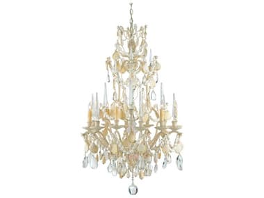 Currey & Company Buttermere 28" Wide 6-Light Natural Brass Crystal Chandelier CY9162