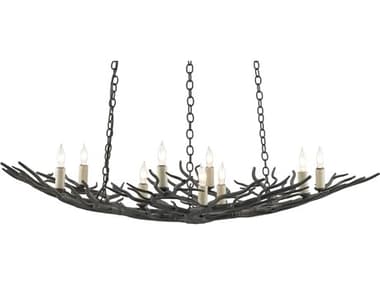 Currey & Company Rainforest 9-Light Rustic Bronze Candelabra Chandelier CY90000555