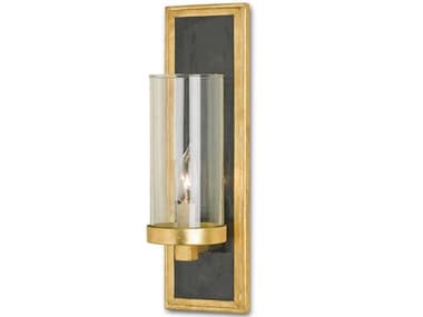 Currey & Company Charade 17" Tall 1-Light Gold Glass Wall Sconce CY5140
