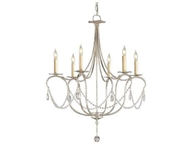 Currey & Company Crystal Lights Silver Six-Light 27'' Wide Chandelier CY9890