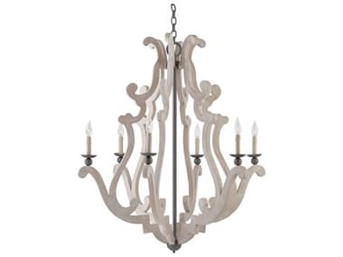 Currey & Company Durand 38" Wide 6-Light Old Iron Gray Candelabra Chandelier CY9636
