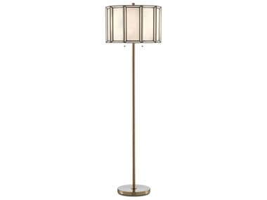 Currey & Company Daze Antique Brass / White 2-light Glass Floor Lamp CY80000090