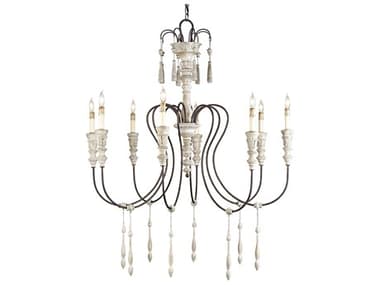 Currey & Company Hannah White Rust Eight-Light 40'' Wide Chandelier CY9120