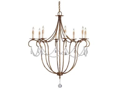 Currey &amp; Company Crystal Lights 31&quot; Wide 8-Light Rhine Gold Crystal Candelabra Chandelier CY9881