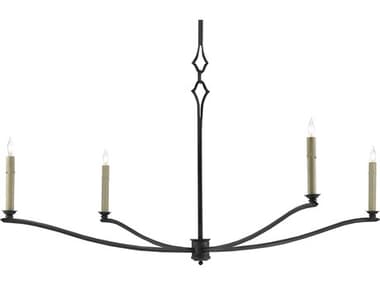 Currey & Company Knole 49" Wide 4-Light French Black Candelabra Chandelier CY90000176