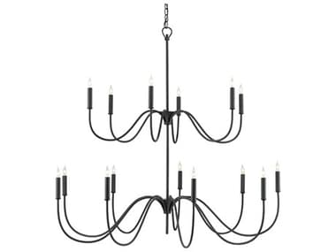 Currey & Company Tirrell Antique Black 15-light 45'' Wide Large Chandelier CY90000654
