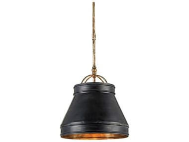 Currey & Company Lumley 13" 1-Light French Black pyrite Bronze Bell Pendant CY9868