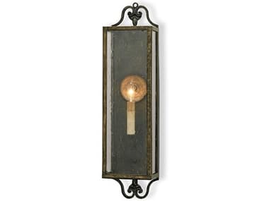 Currey & Company Wolverton 24" Tall 1-Light Bronze Verdigris Glass Wall Sconce CY5030