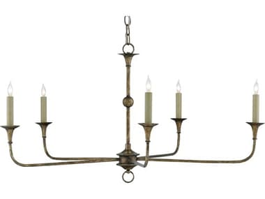 Currey & Company Nottaway Small Pyrite Bronze Five-Light 36'' Wide Chandelier CY90000143