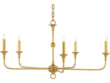 Currey & Company Nottaway 36" Wide 5-Light Contemporary Gold Leaf Chandelier CY90000369